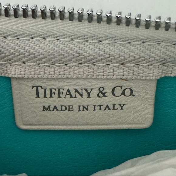 NIB TIFFANY & CO. Color Block Cosmetic Case Make Up Pencil Case Blue & White - Picture 9 of 16